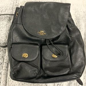 Coach Black Leather Backpack